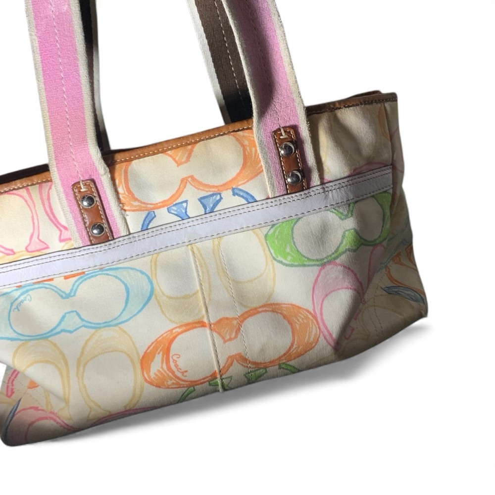 Coach Multicolor Tote with Pink and Blue Accents (item#157) (coach f10674) - Picture 3 of 9